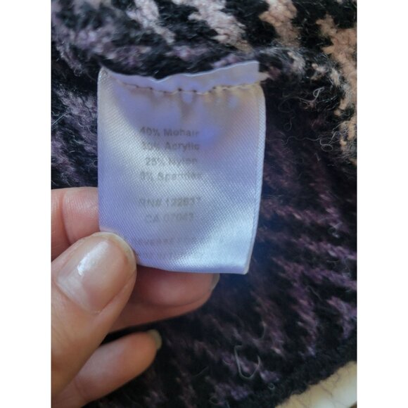 Beatrix Mohair Long Sleeve Diamond Pattern Purple Cardigan Size M Office Wear - Picture 7 of 9